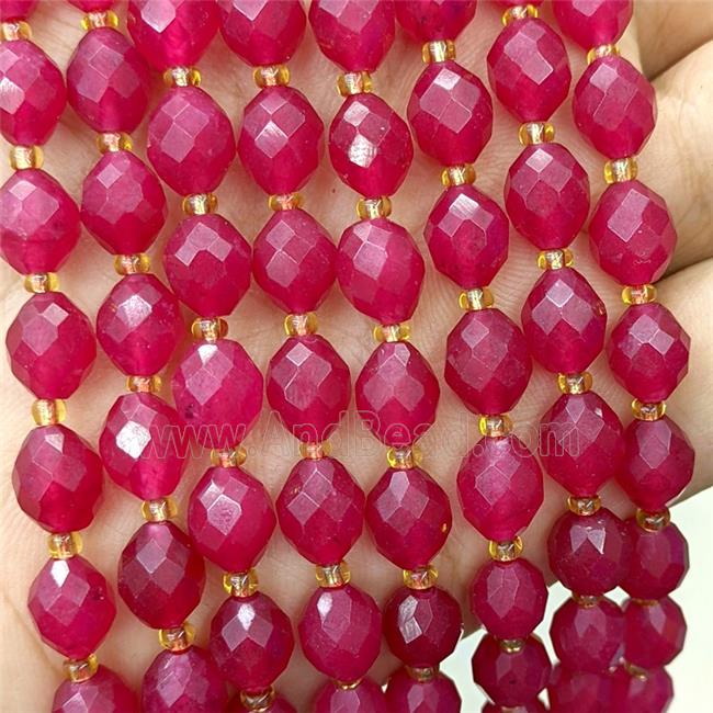 Red Dye Jade Beads Faceted Rice