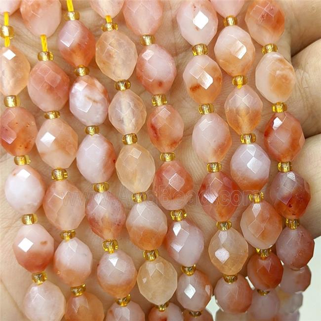 Orange Dye Jade Beads Faceted Rice