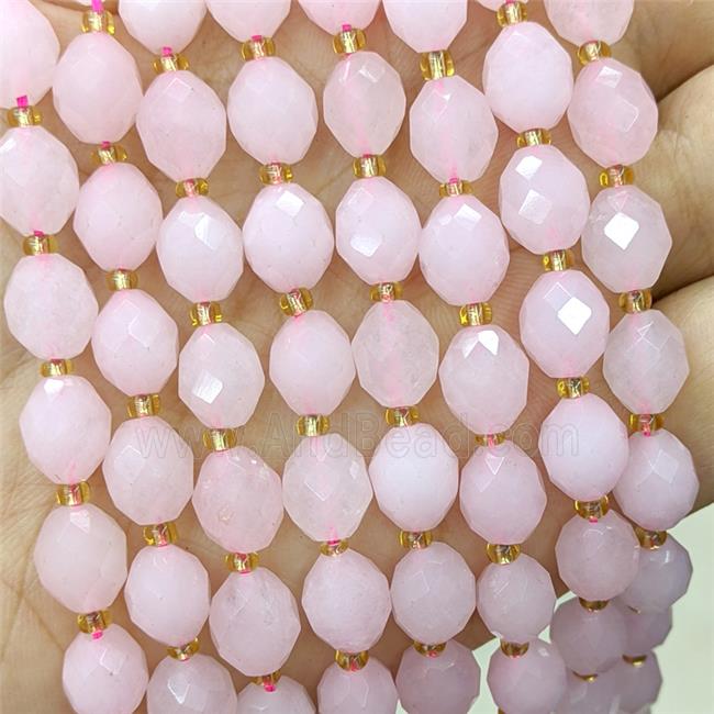 Pink Dye Jade Beads Faceted Rice