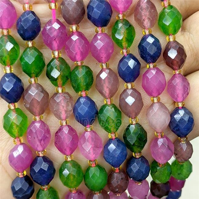 Jade Beads Faceted Rice Mixed Color Dye