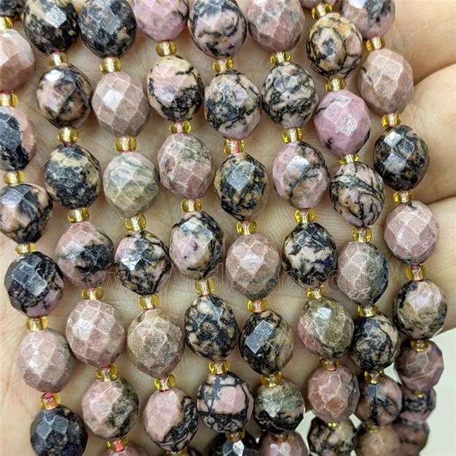 Natural Chinese Rhodonite Beads Pink Faceted Rice