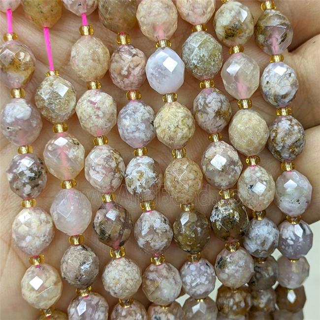 Natural Sakura Agate Beads Faceted Rice B-Grade