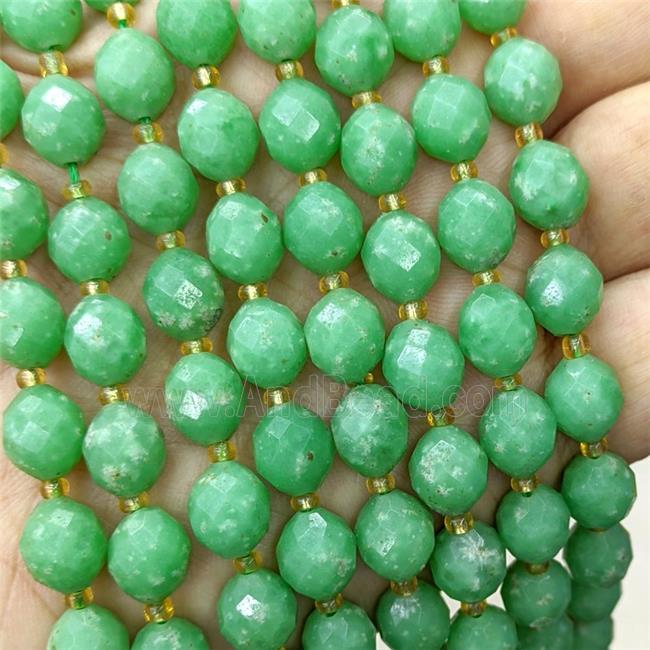 Natural Chinese Nephrite Jade Beads Green Dye Faceted Rice