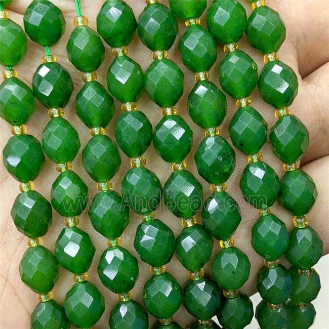 Natural Chinese Nephrite Jade Beads Green Dye Faceted Rice