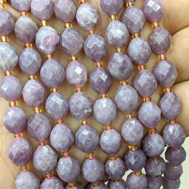 Natural Chinese Lepidolite Beads Purple Faceted Rice