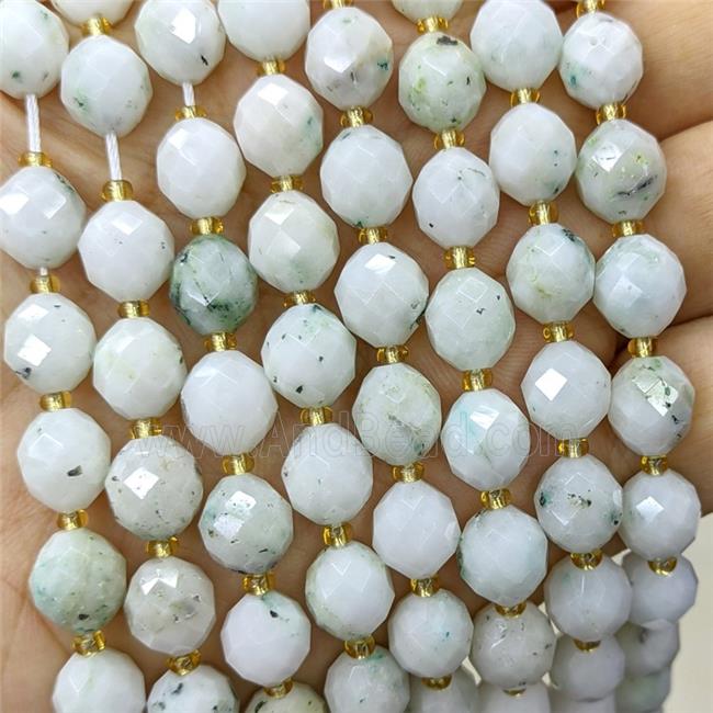 Natural Chinese Nephrite Jade Beads Lt.green Faceted Rice