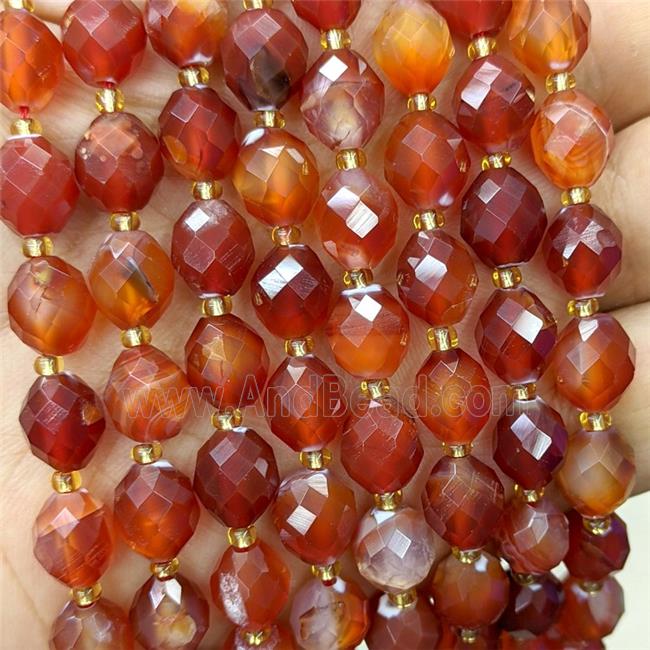 Natural Agate Beads Red Dye Faceted Rice