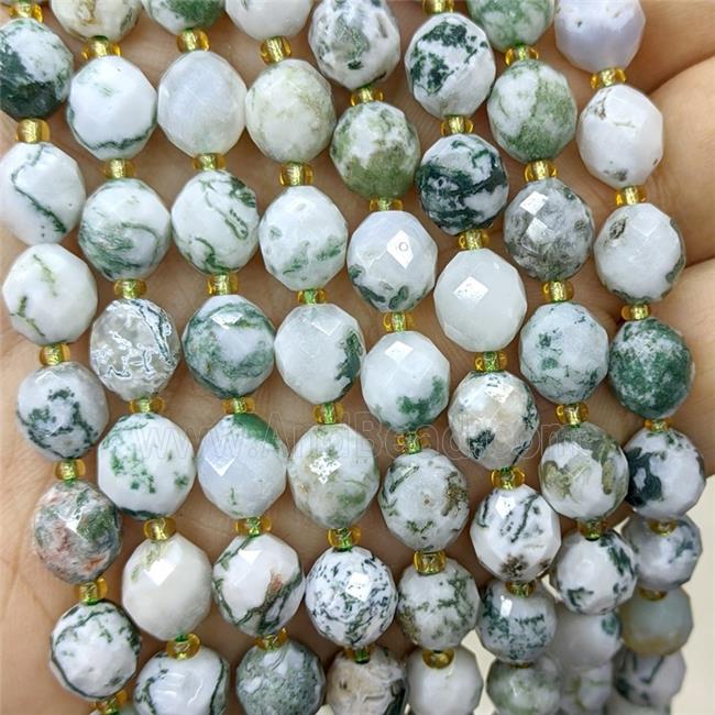Natural Green Tree Agate Beads Faceted Rice