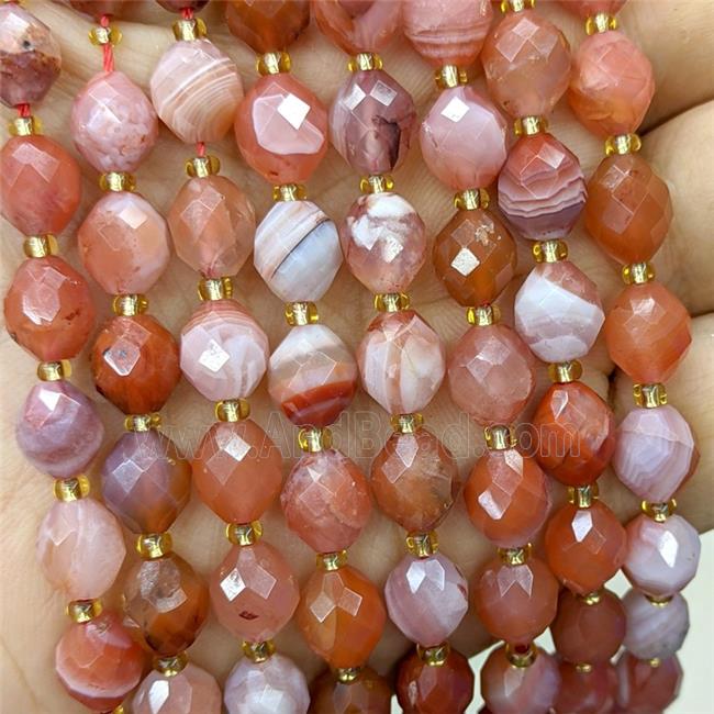 Red Striped Agate Beads Banded Dye Faceted Rice