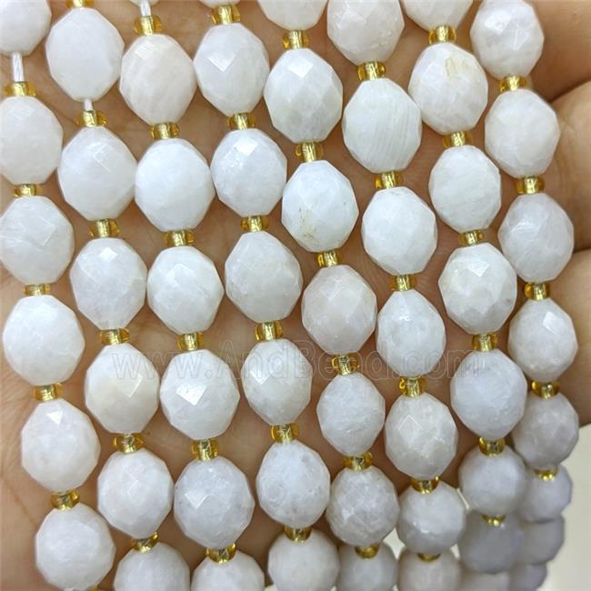 Natural White Moonstone Beads Faceted Rice