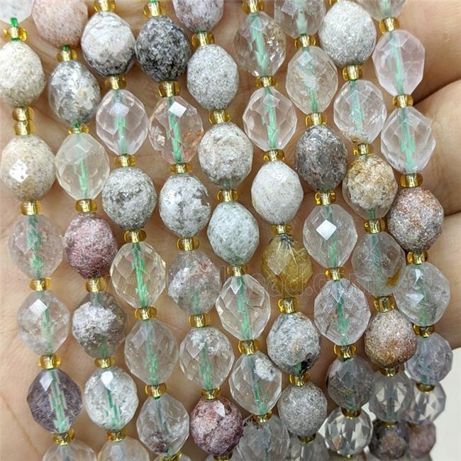 Natural Green Chlorite Quartz Beads Faceted Rice