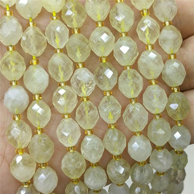 Natural Lemon Quartz Rice Beads Faceted Olive
