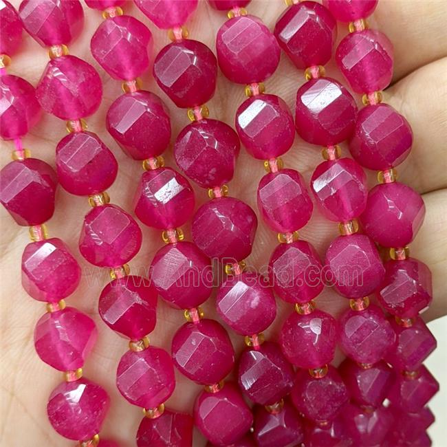 Ruby Red Dye Jade Twist Beads