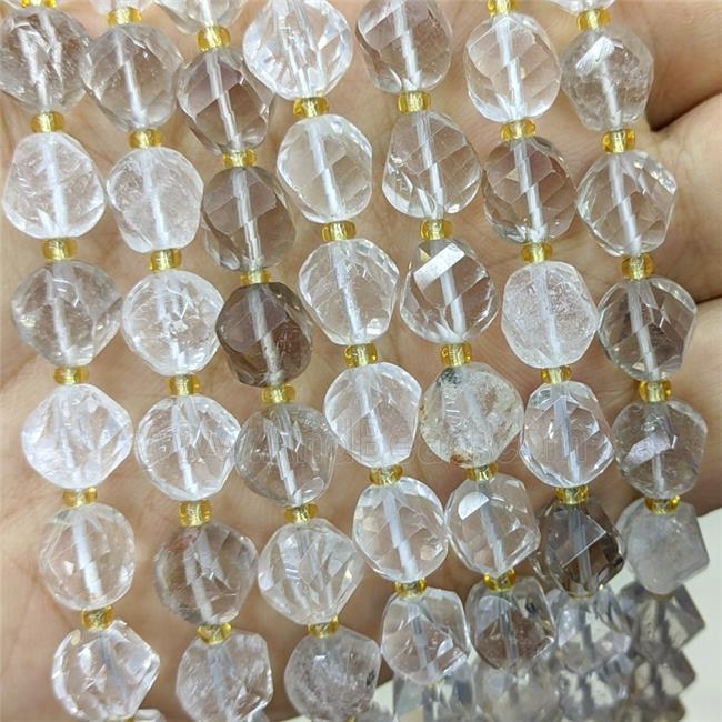 Natural Clear Crystal Quartz Twist Beads