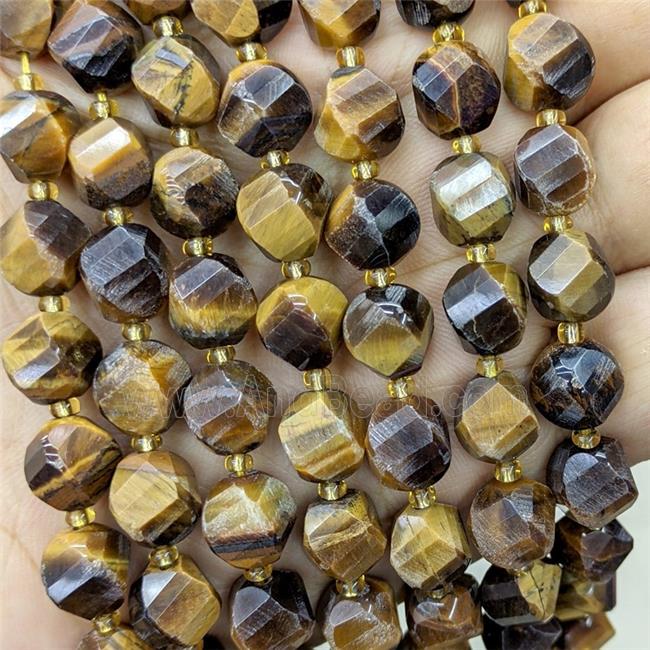 Natural Tiger Eye Stone Twist Beads