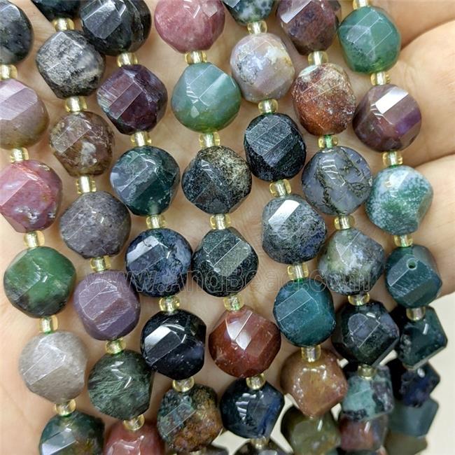 Natural Indian Agate Twist Beads Multicolor