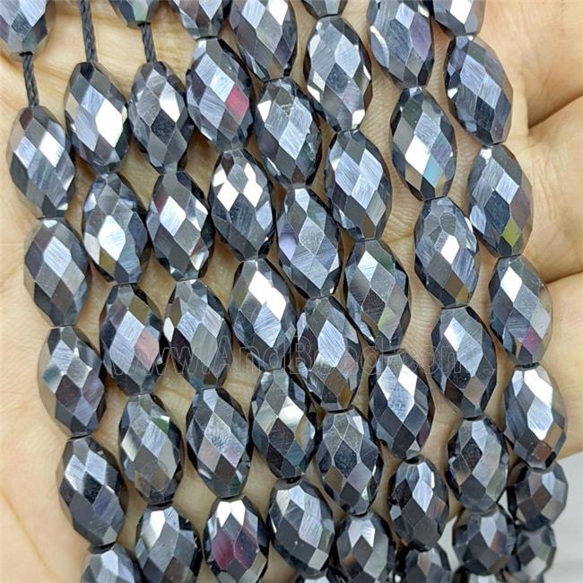 Natural Terahertz Stone Beads Faceted Rice