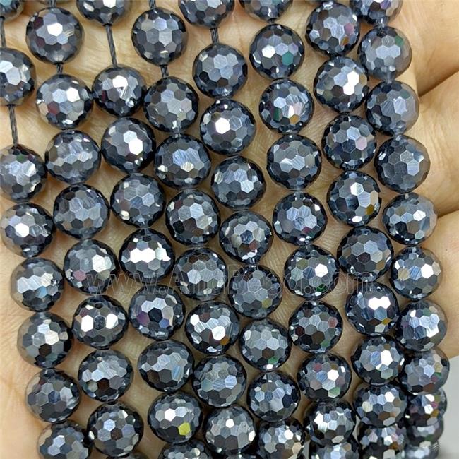 Natural Terahertz Stone Beads Faceted Round