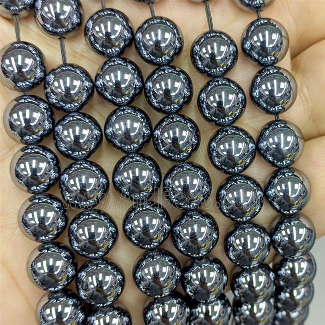 Natural Terahertz Stone Beads Smooth Round