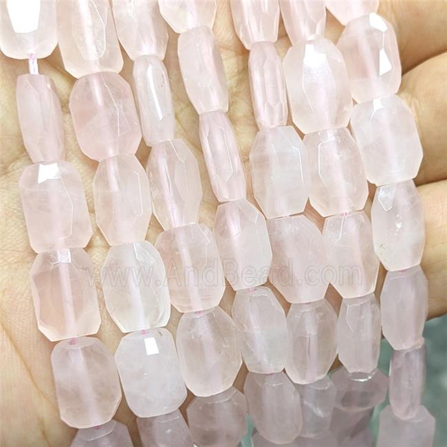 Natural Pink Rose Quartz Beads Faceted Rectangle