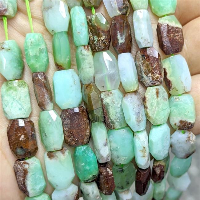 Natural Green Australian Chrysoprase Beads Faceted Rectangle