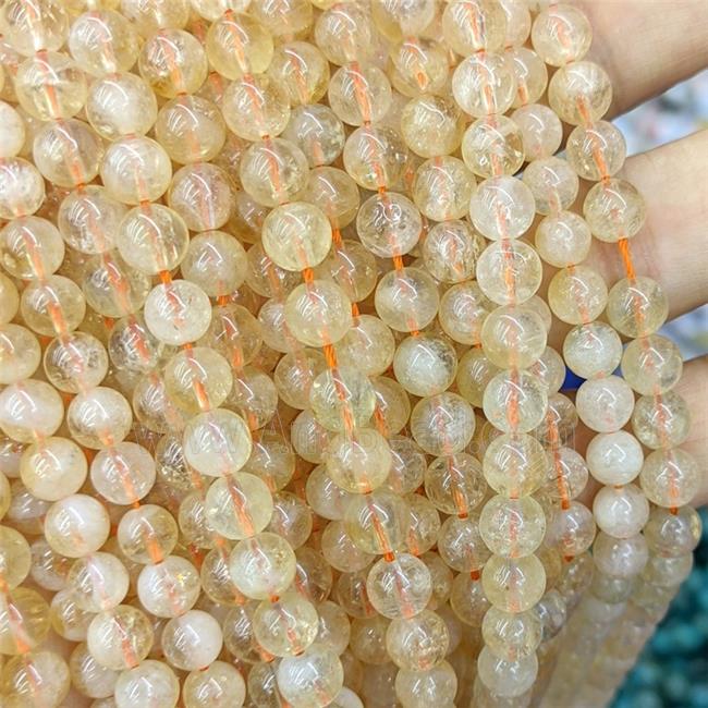 Natural Yellow Citrine Beads Smooth Round