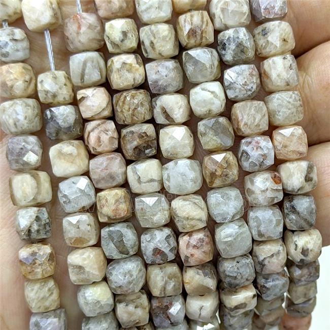 Natural Feldspar Jasper Beads Faceted Cube