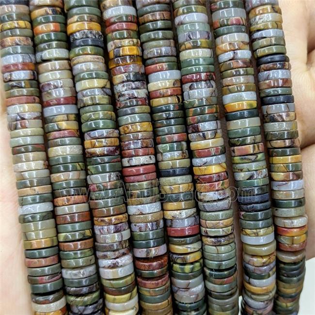 Natural Picasso Jasper Heishi Beads Multicolor