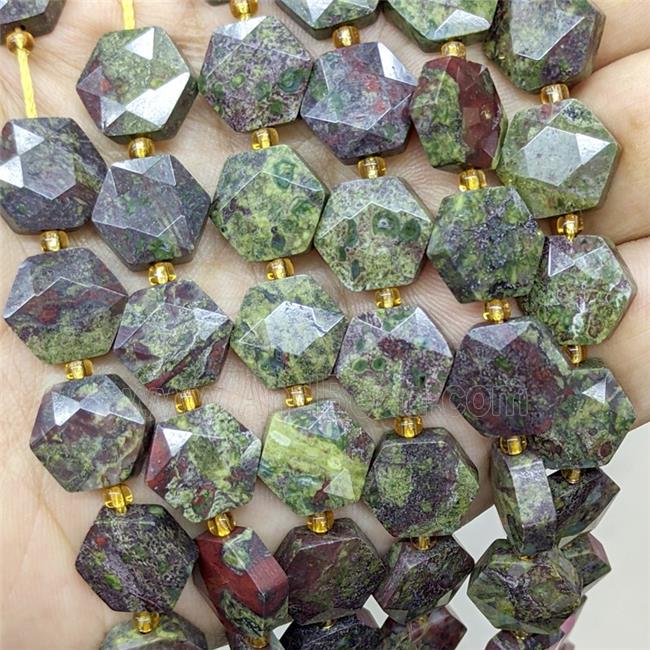 Natural Dragon Bloodstone Hexagon Beads