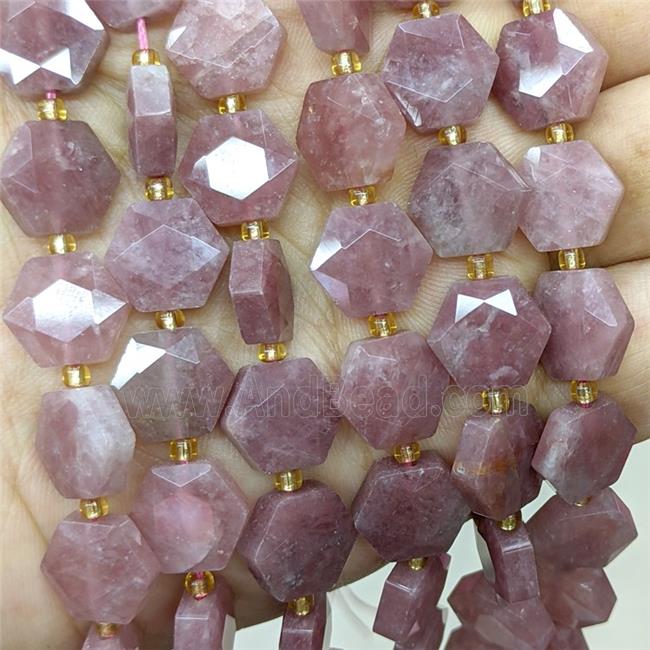 Rose Quartz Hexagon Beads