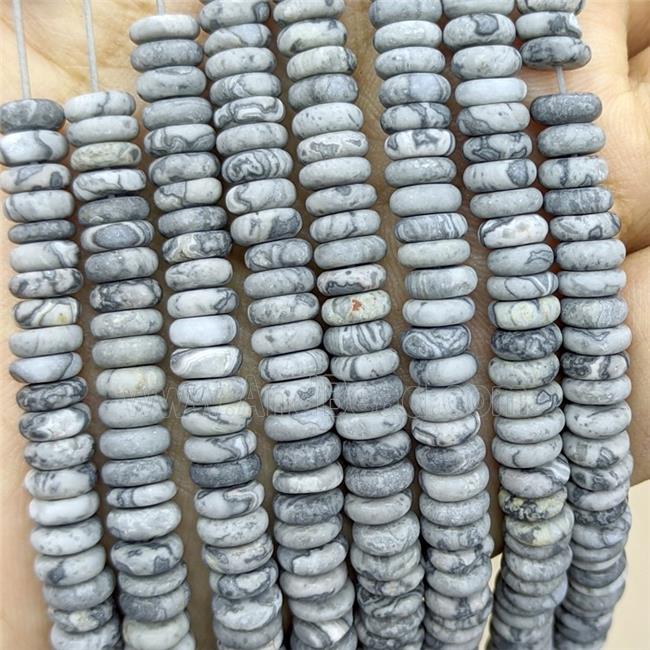 Gray Map Jasper Heishi Beads Matte