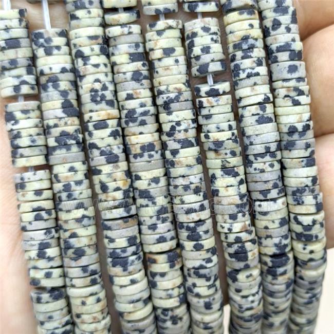 Black Dalmatian Jasper Heishi Beads Matte