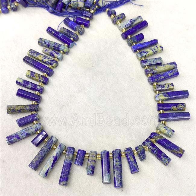 Natural Blue Lapis Lazuli Stick Beads Topdrilled