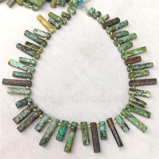 Natural African Turquoise Stick Beads Topdrilled Matte