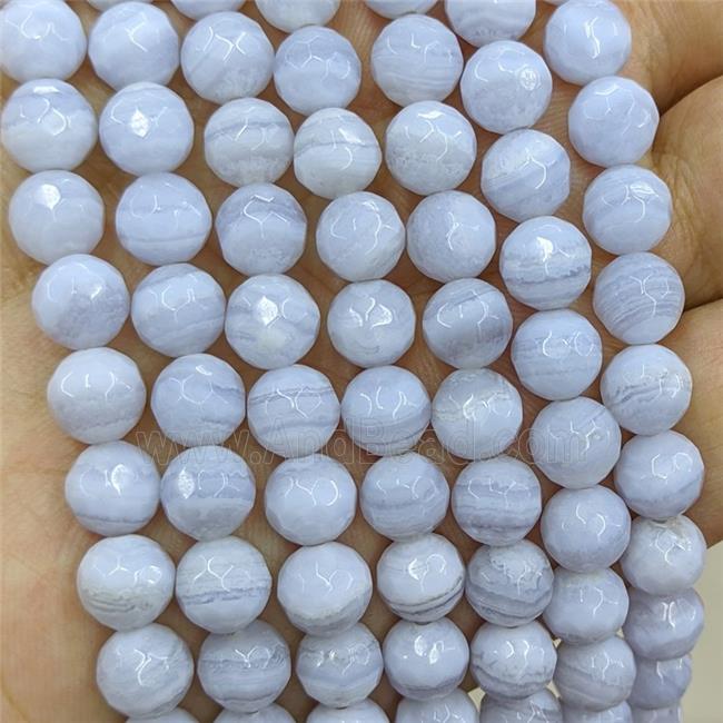 Natural Blue Lace Agate Beads Faceted Round