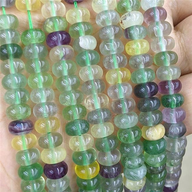 Natural Fluorite Beads Multicolor Smooth Rondelle