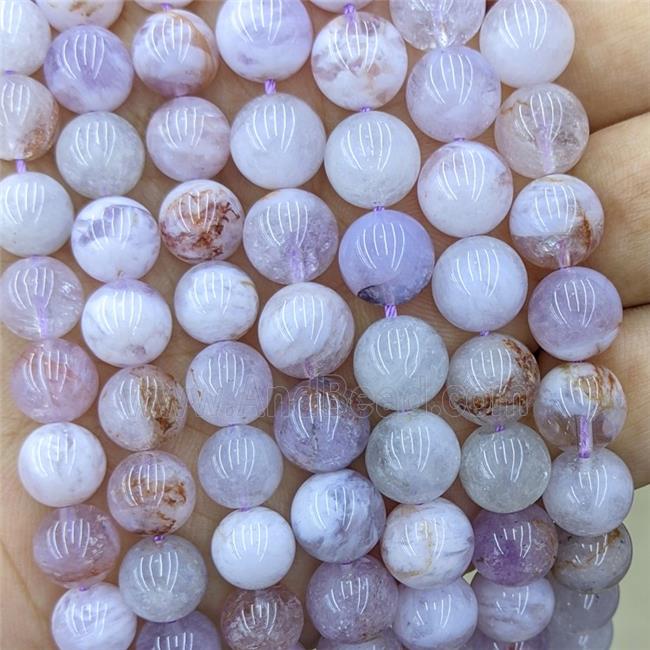 Natural Purple Chalcedony Beads Smooth Round