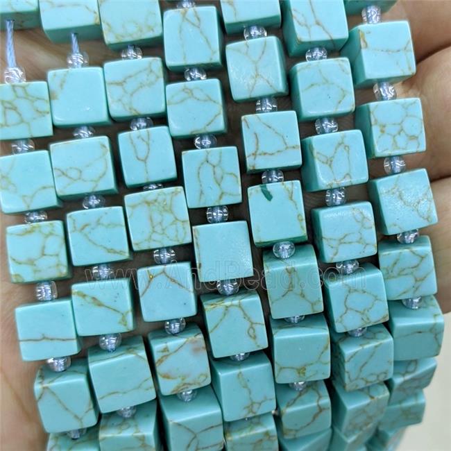 Blue Howlite Turquoise Cube Beads Dye
