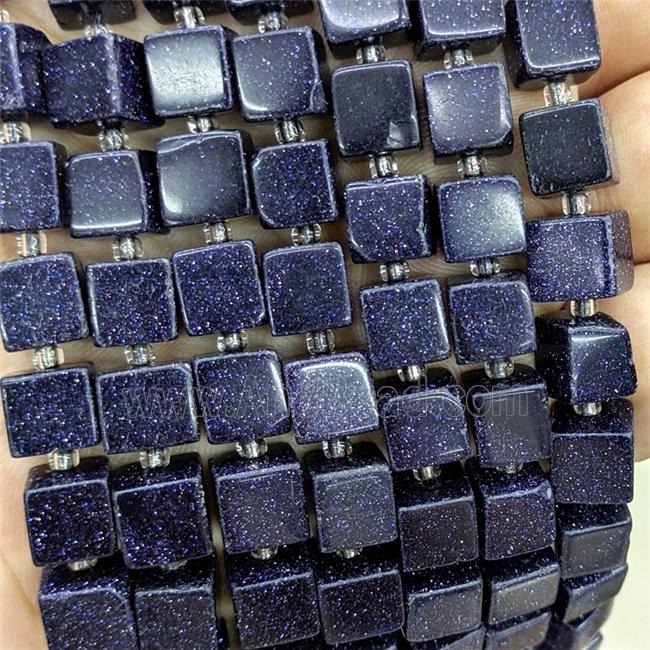 Blue Sandstone Cube Beads