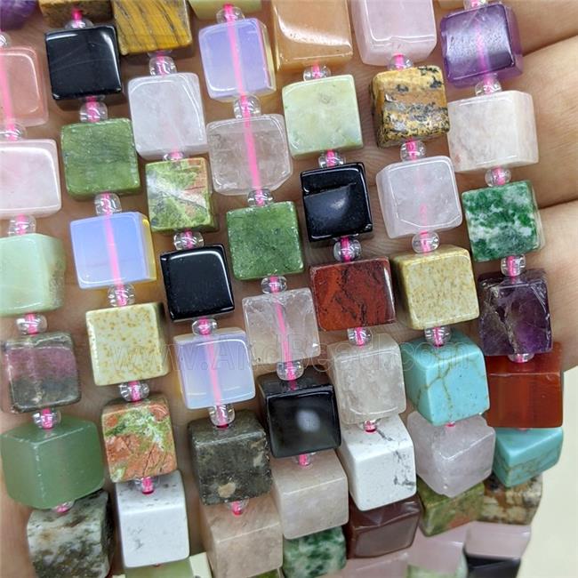 Mix Gemstone Cube Beads