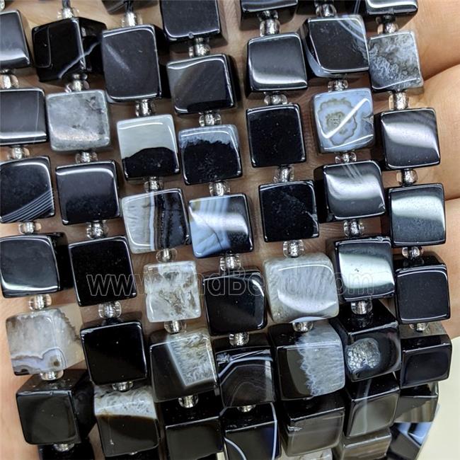Black Stripe Agate Cube Beads Dye