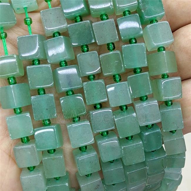 Natural Green Aventurine Cube Beads