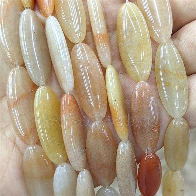 Natural Peach Aventurine Oval Beads