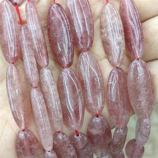 Natural Pink Strawberry Quartz Oval Beads