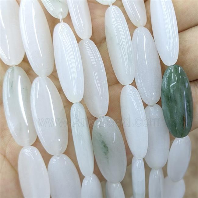 Natural Chinese Nephrite Jade Oval Beads White