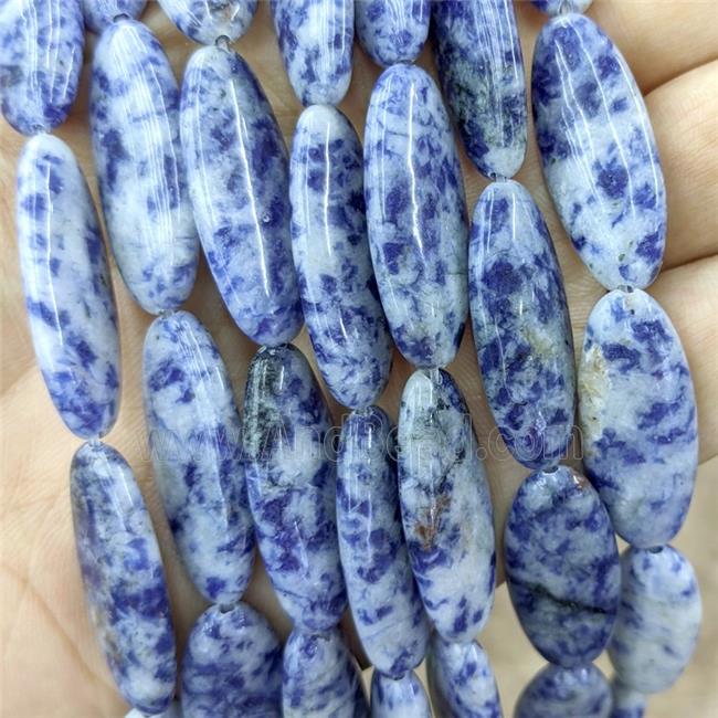 Natural Blue Dalmatian Jasper Oval Beads