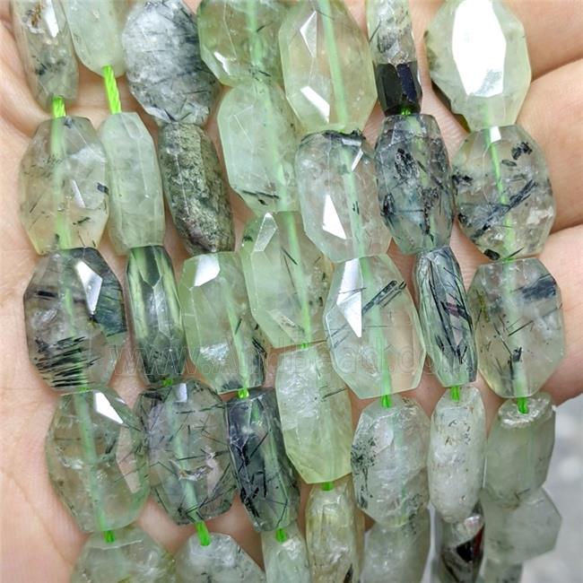 Natural Green Prehnite Beads Faceted Rectangle