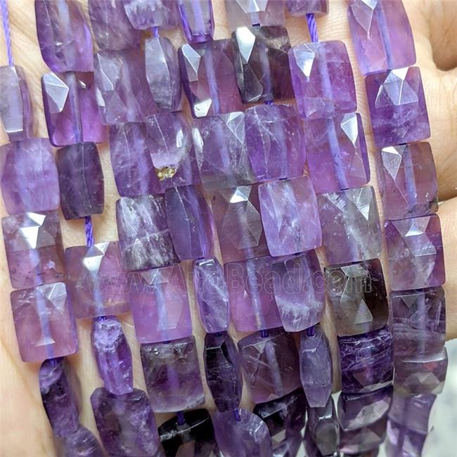 Natural Purple Amethyst Beads Faceted Rectangle