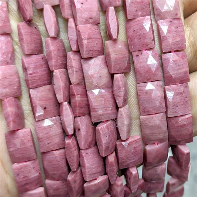 Natural Pink Wood Lace Jasper Beads Faceted Rectangle