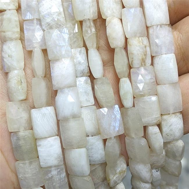 Natural White Moonstone Beads Faceted Rectangle